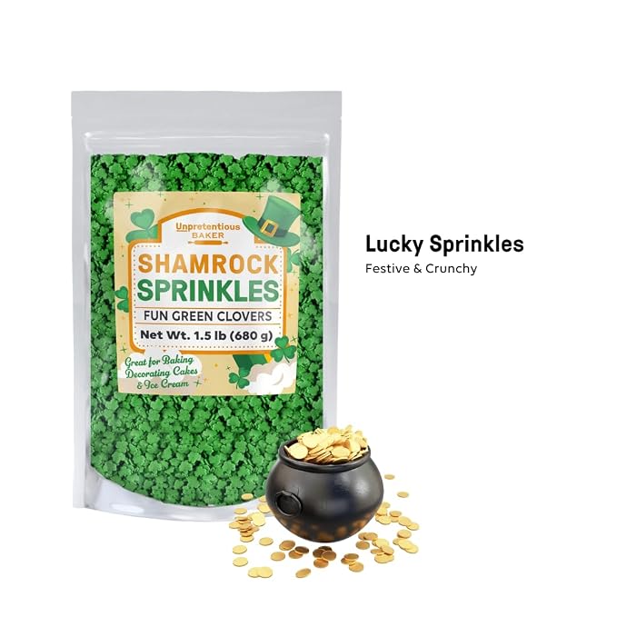 Unpretentious Shamrock Sprinkles, 1.5 lb, Vibrant & Colorful, St. Patrick's Day, Dessert Decoration