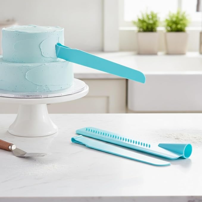 13-Inch Adjustable Cake Smoother Set, Stainless Steel Icing Spatula for Level Frosting and Sharp Edges on Tiered Cakes (2-Piece)