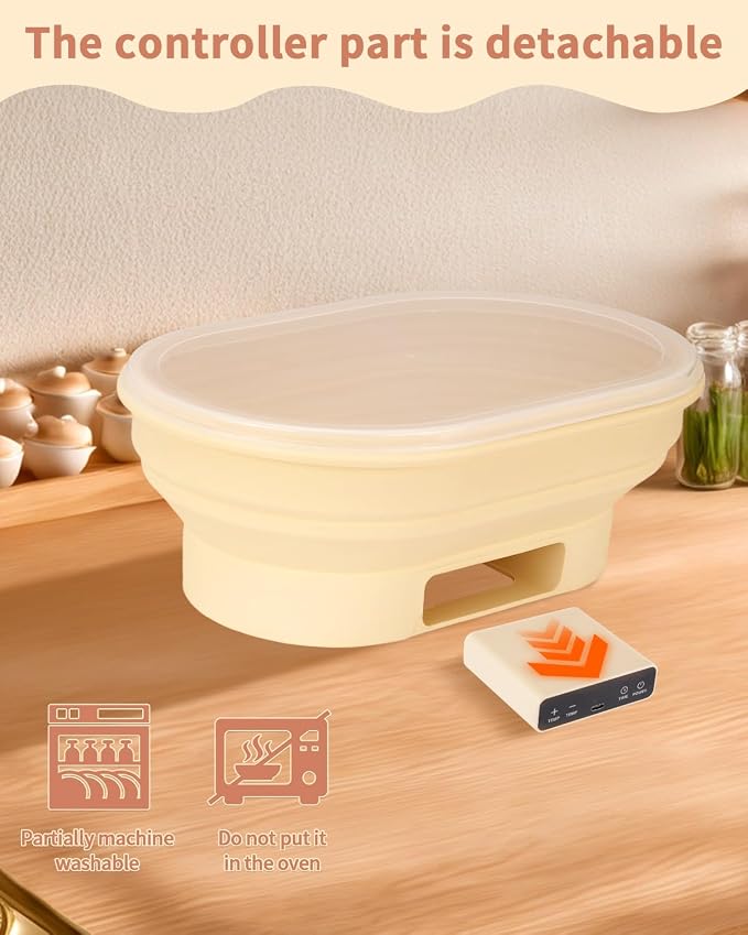 XPXKJ Heating Bread Proofing Basket (11.1×7.2×4.2'') | 77-122℉ 6 Gears Temperature