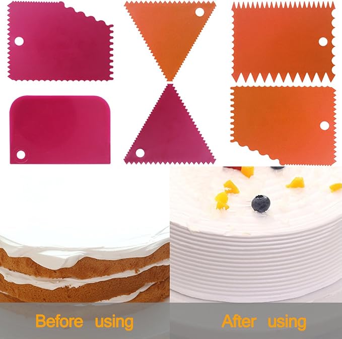 Cake Scraper Smoother Tool Set, DaKuan 12 pcs Cake Smoothing Cutter Plate Tool Combo, Cake Icing Scrapper Cake Edge Decorating Tool