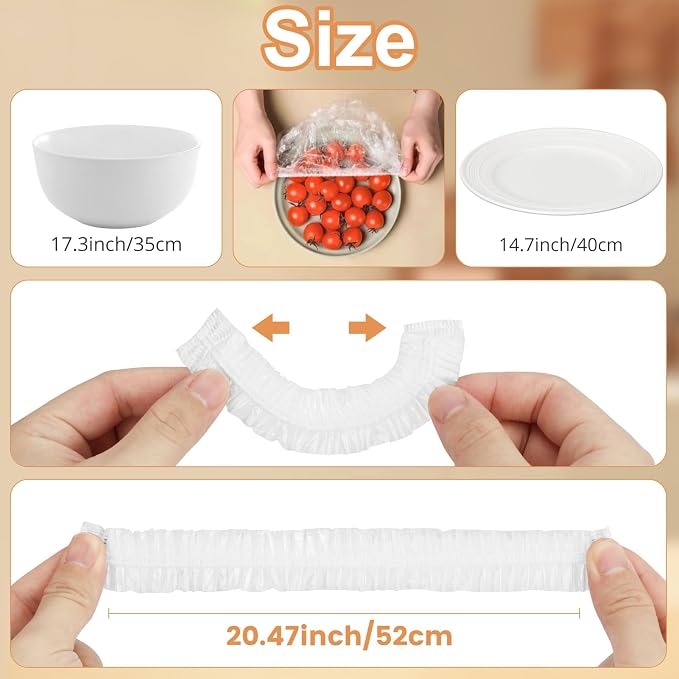 Homelove 100pcs Bowl Covers Bread Proofing - Large Plastic Wrap for Food Sourdough Bread Baking Rising Elastic Reusable Plate Covers Outdoor Food Fresh Keeping Bags Shower Cap Hair Deep Conditioning