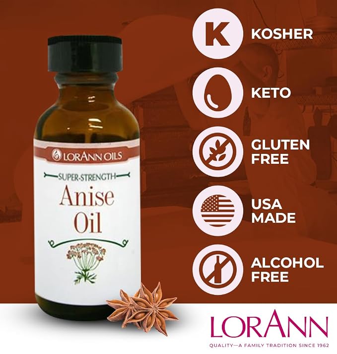 LorAnn Oils Super Strength Flavoring - Used For Candy Making, Flavoring Extracts, Baking, Hard Candy, and Flavor Oils - Bold, Natural Flavors 4X Stronger Than Extracts - Anise Oil, 1 fl oz