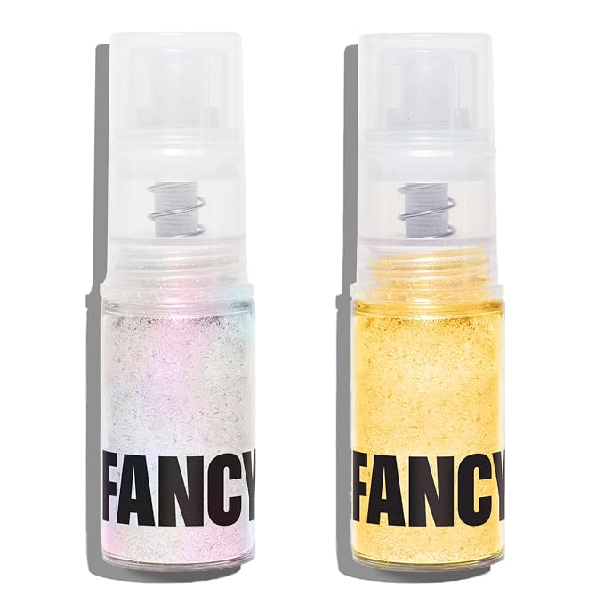Fancy Sprinkles Fancy Dust Duo Edible Glitter Spray Pump | Moonstone Iridescent & Fool's Gold | 2-Pack Glitter for Drinks, Cocktails & Cake Decorating | Vegan & Gluten Free | 4gm each