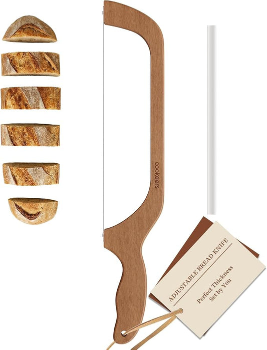 Sourdough Bow Bread Knife –Large Bread Slicer for Homemade Bread with Serrated Stainless Steel Blade, Even Slice Cutter for Baguettes, Bagels, Thoughtful bread lame,Gift for Bread Lovers
