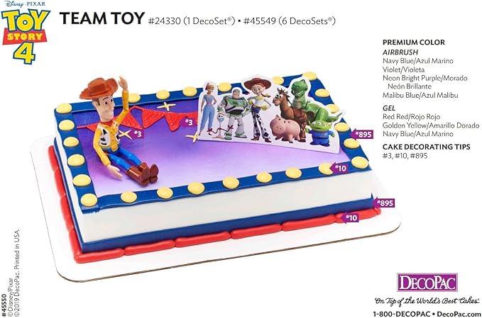 DecoSet® Disney and Pixar Toy Story 4 Team Toy Cake Topper, 2-Piece Decoration Set for Creating Playful Cakes