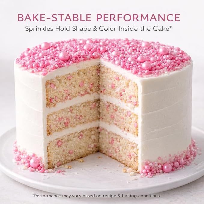 Confect Hot Pink Sprinkles – Premium Bright Pink Pearl Cake & Cupcake Sprinkles (4.2 oz) – Bake Stable, Soft Chew, No Synthetic Dyes – Edible Decorating Sprinkles for Cookies & Baking