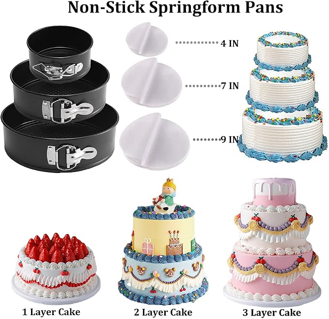 Gawren-H&E 678pcs Cake Decorating Kit,Cake Baking Suppplies with Decorating Tools,Cake Carrier,Springform Pans,Piping Bags and Tips Set,Turntable,Cake Decorating Supplies for Beginners/Professional