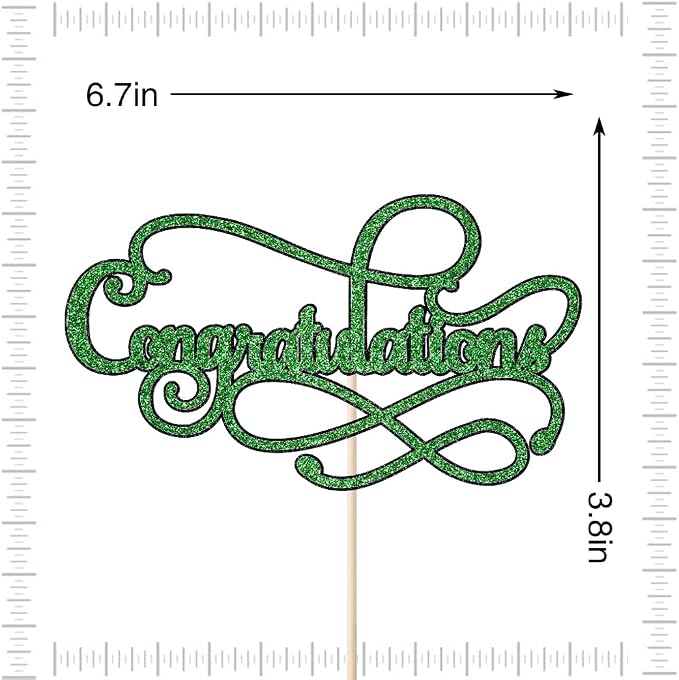 Congratulations Cake Topper,Congratulations 2026 Graduation Cake Topper,Graduation, Wedding, Retirement, Birthday, Anniversary, Celebration Party Decorations Supplies (Black Green)