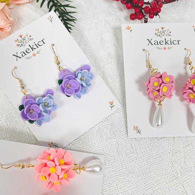 Xaekicr 4PCS Polymer Clay Molds for Flower Earrings – Silicone Clay Cutters for DIY Floral Jewelry Making, Clay Tools for Polymer Clay Earring Craft