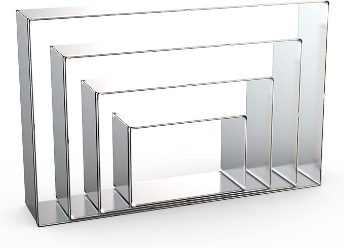 Rectangle Cookie Cutter Set Large - 5 Inch, 4 Inch, 3 Inch, 2 Inch - Geometric Frame Plaque Cookie Cutters Shapes Biscuit Molds - Stainless Steel