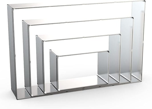 Rectangle Cookie Cutter Set Large - 5 Inch, 4 Inch, 3 Inch, 2 Inch - Geometric Frame Plaque Cookie Cutters Shapes Biscuit Molds - Stainless Steel