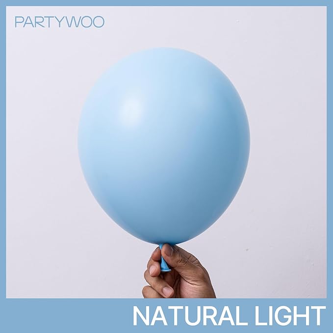 PartyWoo Light Blue Balloons 140 pcs Different Sizes of 18 12 10 5 Inch Baby Pastel Sky Blue Balloon Arch Kit Garland for Graduation Baby Shower Gender Reveal Birthday Party Decorations Blue-Y4