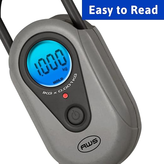 American Weigh Scales Digital Hanging Scale Retractable Handle, LCD displayAMW-SR-1KG1000 x 1G(Gray)