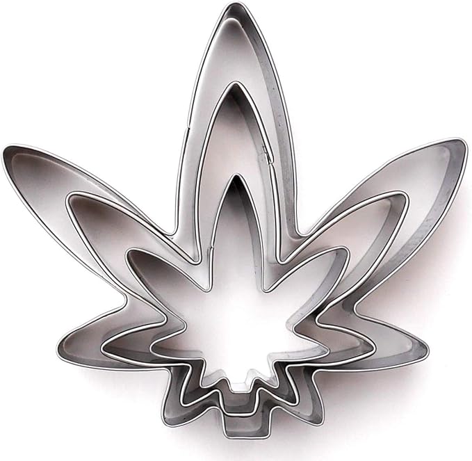 Hemp Marijuana Leaf Cookie Cutter Set – Sharp & Stainless Steel Cooking Utensils – A Fun Fit for Sandwiches, Pancakes, Fruits & Crafts – Dishwasher-Safe 3-Piece Bakery Supplies by Sweet Cookie Crumbs