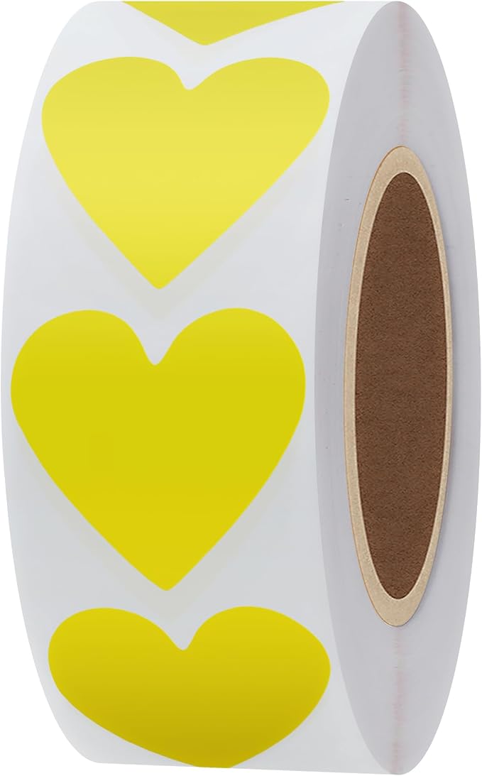 Hybsk 1000pcs Yellow Heart Stickers 30mm Love Stickers for Envelope Seals Crafting Scrapbooking (Yellow)