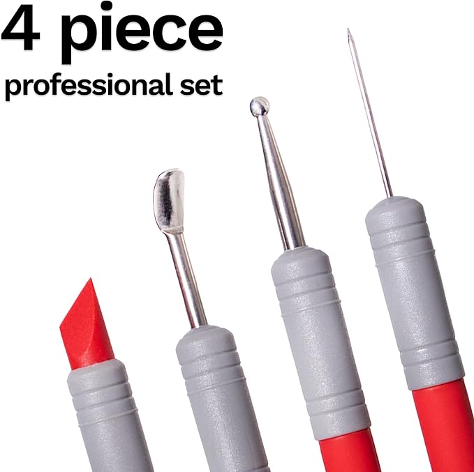 DAS Professional Clay Tools - 4 Metal Sculpting Tools for Artists and Students - Practical Carving Tools for Fine Details and Textures - Durable Clay Carving Tools for Modeling Shaping and More