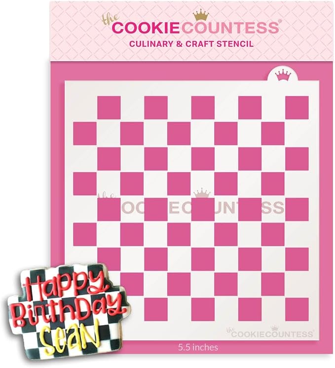 The Cookie Countess Checkerboard Pattern Stencil