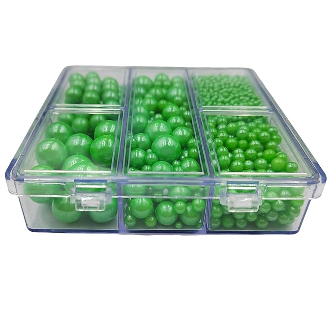 Green Pearl Sprinkles for Baking, 4 Sizes Mix Size, Edible Pearls for Cupcake Topper, Ice Cream, Cookie, Donuts, Cake Decorating (2mm, 4mm, 7mm, 10mm)