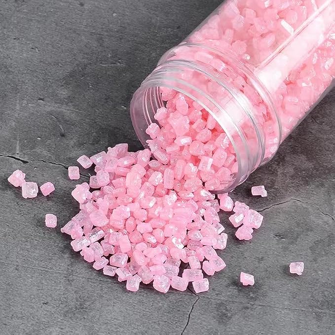NIPEOR Edible Pink Sugar Sprinkles Crystals for Cake Decorating, 130g/4.6oz Christmas Sprinkles, Cookie Sprinkles, Candy Pearl Sprinkles for Cupcakes, Ice Cream & Holiday Baking (Crystals - Pink)