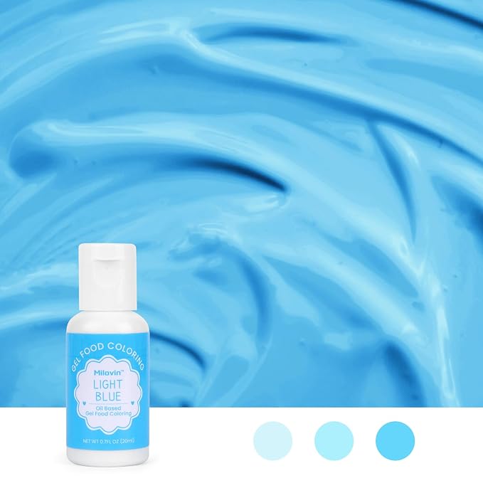 Oil Based Food Coloring for Chocolate, 20ml Edible Light Blue Oil Based Food Coloring Gel for Cake Decorating, Sugar, Candy Melts, Baking, Cookies, Icing Frosting, Meringues, Cream- 0.7 Fl. Oz(Light Blue)