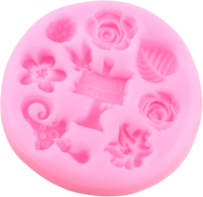 Mujiang Enchanted Vintage Fairy Garden Fairy Home Door Silicone Molds Flower Leaf Stone Path Fondant Mold For Cake Decorating Cupcake Topper Candy Polymer Clay Chocolate Gum Paste Set Of 5