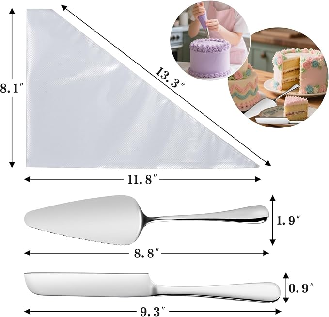 Hunnycook Cake Pan Set - 138 Piece 8-inch Round Cake Pans, Carbon Steel Cake Pan with Handles, Cake Decorating Kit with Parchment Papers, Piping Bag and More Accessories