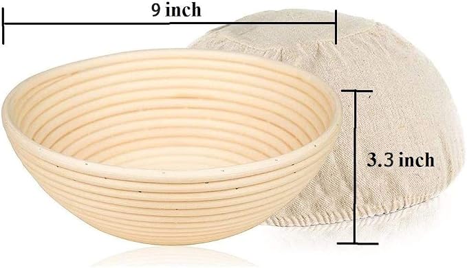 YAANI Sourdough Starter Kit, Sourdough Bread Baking Supplies, Banneton Bread Proofing Basket Set Of 2 Round and Oval, Dough Whisk, Scoring Tool, Metal Scraper, Silicone Scraper, Premium Baking Tools