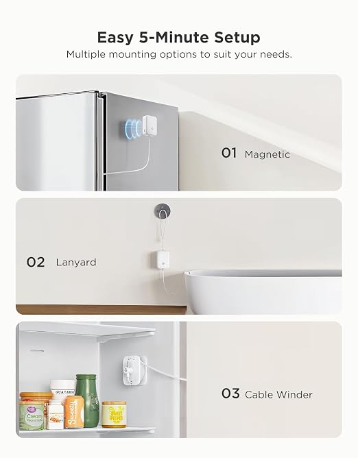 GoveeLife Refrigerator Freezer Thermometer 2 Pack, Bluetooth Temperature Sensor with Alarm, Smart APP Alerts for Fridge/Freezer/Tub(WiFi Gateway Not Included)