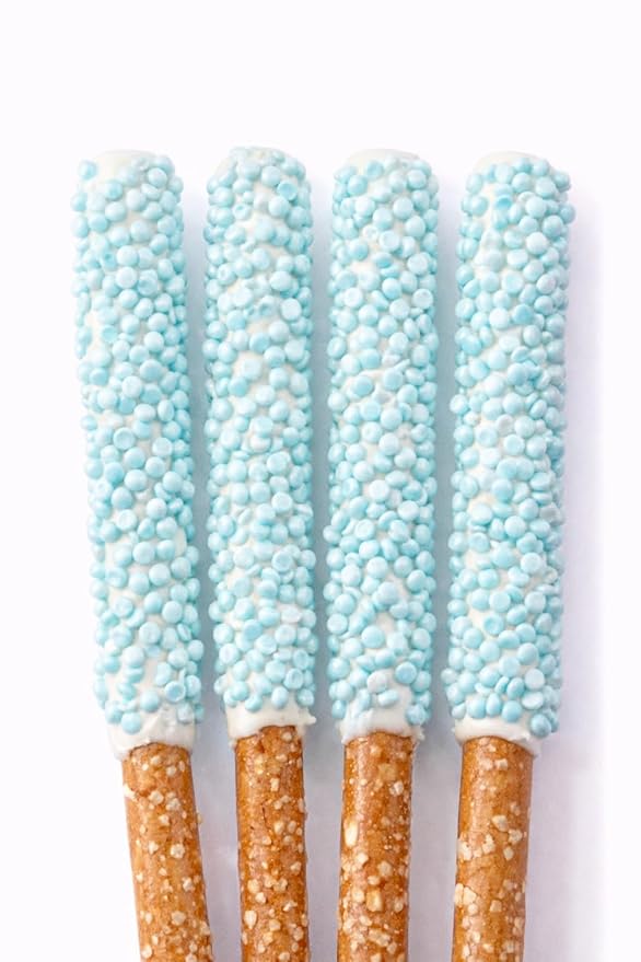 Oasis Supply Baby Shower Sprinkles & Sugar Shapes – Edible Decorations for Cakes, Cupcakes, and Cookies – Gender Reveal, Boy, Girl, and Neutral Party Baking Decorations - Blue Pearl Quin Sprinkles