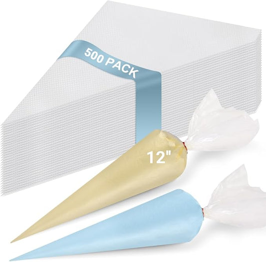 500 Pcs Piping Bags Disposable, 12 Inch Icing Bags, Tipless Piping Bags, Thickened Pastry Bags, Non-Slip & Anti-Burst, Frosting Piping Bags for Cakes Cookies Decoration