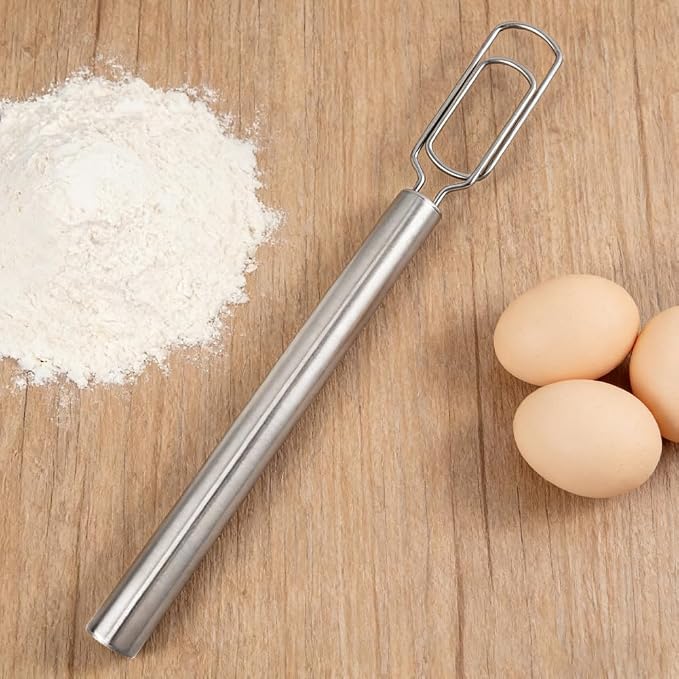 12” Danish Dough Whisk for Sourdough Starter,with Dough Scraper,Stainless Steel Dutch Whisk,Sourdough Whisk for Baking,Sourdough, Pizza,Pastry Baking,Reaching Bottom of Jar