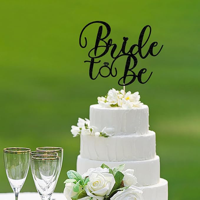Glitter Bride to Be Cake Topper - Bridal Shower Cake Topper,for Wedding Shower/Engagement/Bachelorette/Hen Party Decorations (black)