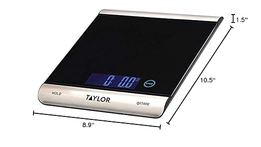 Taylor 3851 High-Capacity Digital Kitchen Scale, 33 lb, Black