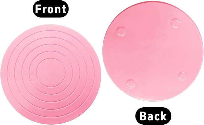 2PCS Cake Decorating Turntable 5.5inch Revolving Stand, Plastic Round Rotating Cookie Swivel for Home Kitchen Baking Tools Accessories Supplies Cupcake Pastry, Pink