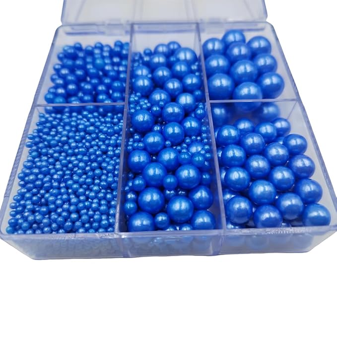 Blue Pearl Sprinkles for Cake Decorating, 4 Sizes Mix Size, Edible Pearls for Cupcake Topper, Ice Cream, Donuts, Baking Decoratings (2mm, 4mm, 7mm, 10mm)