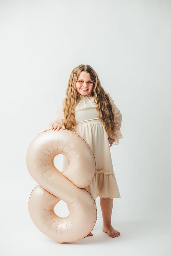 Light Brown 8 Balloon, Tan Number Balloons 40 Inch, 8th Beige Birthday Decorations for Boys Girls, Sandy Brown Birthday Balloons, Khaki Party Supplies, Number 8 Balloon