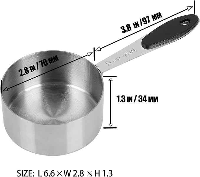 DOTINGHUX 1/2 Cup Magnetic Grips Stainless Steel Measuring Cup -1PCS