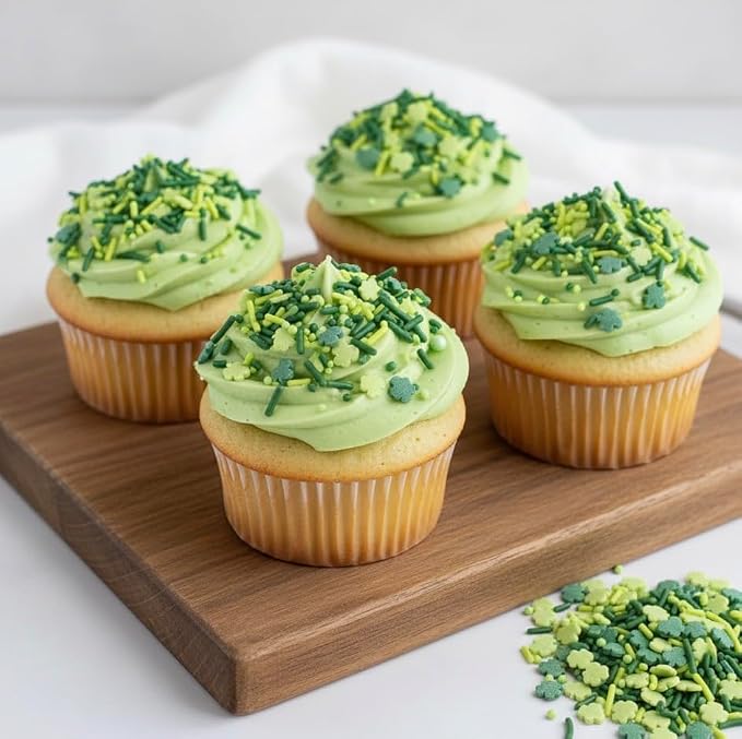 Manvscakes, Shamrock Sprinkles for Baking, Green Cake Decorations, Natural Colors, No Artificial Dyes, St. Patrick’s Day Clover, Nut and Gluten Free, 3oz