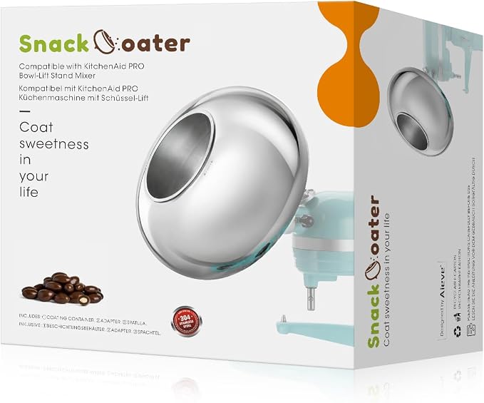 Aieve Snack Coater Compatible with KitchenAid Bowl-Lift Stand Mixer, Chocolate Coating Attachment for Freeze-Dried Strawberries,Almonds, Pistachios & Nuts, Home & Commercial Use, Gift for Father's Day
