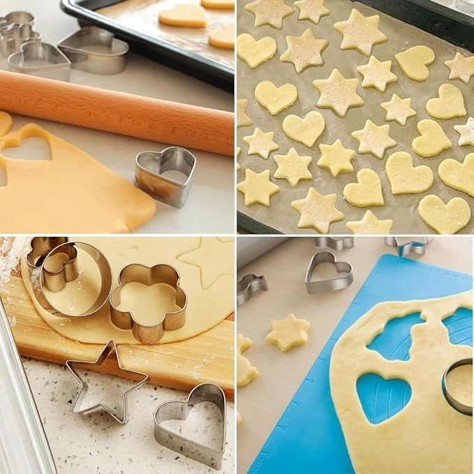 30Pcs Mini Cookie Cutter Set with Box,30 Small Molds To Cut Out Pastry Dough Pie Crust & Fruit, Geometric Set for Biscuit Mold