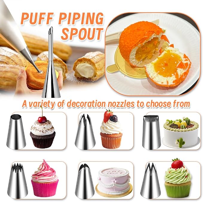 14PCS Reusable Piping Bags and Tips Set-16Inch HeavyDuty Cotton Pastry Bags | With 7Steel Piping Tip Nozzles,Durable Non Slip,Leakproof,Cotton Icing Bags for Cake Decorating,Cookies,Churros,Filling Puff