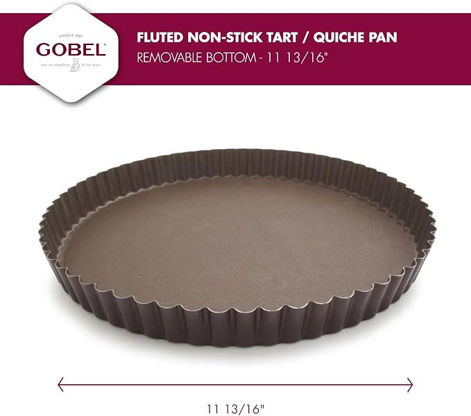 Gobel - Non-Stick Round Fluted Tart Mold/Quiche Pan with Removable Bottom - 11 7/8"