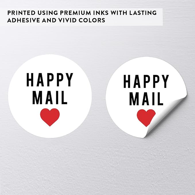 Andaz Press Round Small Business Labels, 120-Pack - Happy Mail Packaging Stickers & Product Labels for Small Business Thank You & Company Stickers