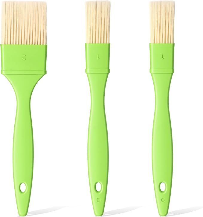3 PCS Food Brushes for Cooking, 1/1/2 Inch Baking Brush for Cooking Heat Resistant Bristle Basting Brushes with Hang Hole Design for Kitchen Baking Grilling Marinade Butter, Green