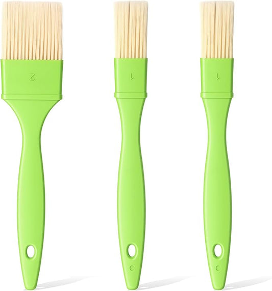 3 PCS Food Brushes for Cooking, 1/1/2 Inch Baking Brush for Cooking Heat Resistant Bristle Basting Brushes with Hang Hole Design for Kitchen Baking Grilling Marinade Butter, Green