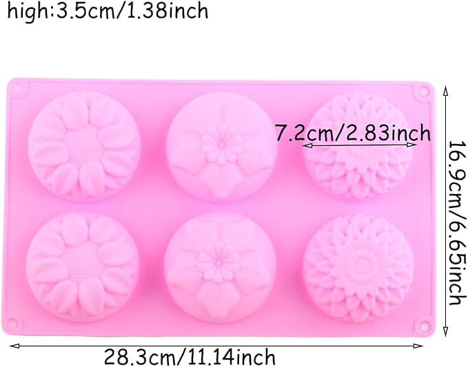 6 Cavity Flowers Shaped Silicone Chocolate Molds Sunflowers Daisy Mold For Chocolate Candy Set Of 2