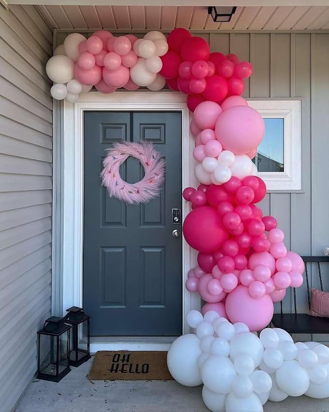 Pink Balloons Arch Kit 188pcs with Star, Hot Pink Shades of Pink Gold Balloons Different Size Balloon Garland Kit for Girl Birthday Baby Shower Anniversary Wedding Princess Party Decorations