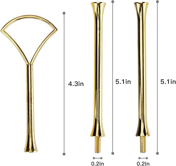 3 Tier 14" Heavy Metal Cake Stand Holder Fruit Plate Stand Fitting Hardware Rod Golden Fan