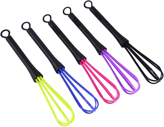 5-Pc Silicone Whisk Set Heat Non-Stick Balloon Whisks for Cookware 3 Sizes Large Mini Color-Coded Kitchen Tools