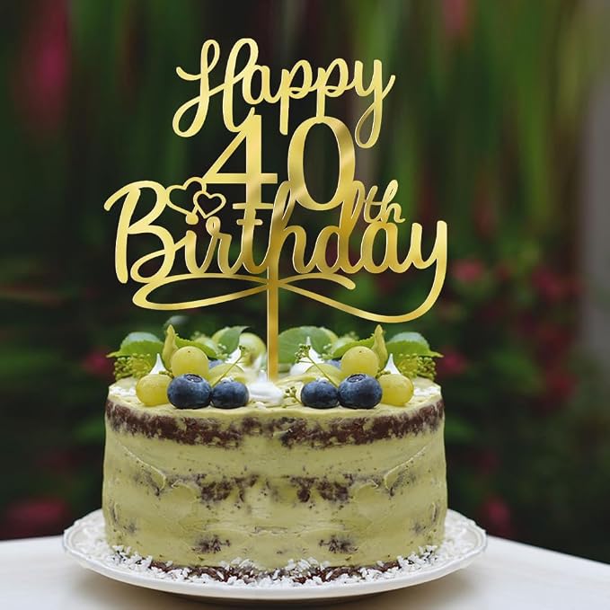 Sleyberoy Acrylic Happy 40th Birthday Cake Topper- Hello 140,Cheers to 40 Years,40th Anniversary/Birthday Party、 men and women Happy forty Birthday Selected cake decoration (40th)